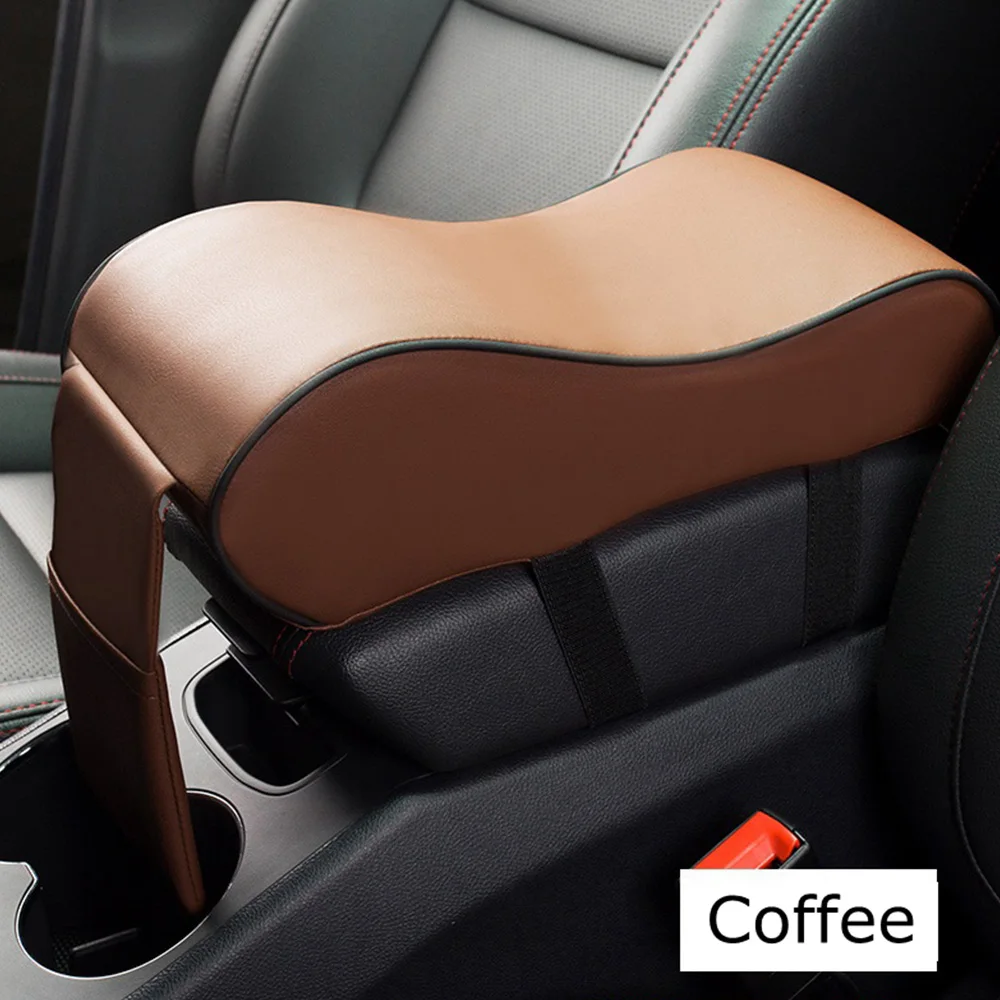 Coffee Автомобильный подлокотник, новинка, кожаные универсальные авто подлокотники, автомобильная центральная консоль, подлокотник, сиденье, коробка, накладка, автомобильный защитный стиль - Название цвета: Coffee