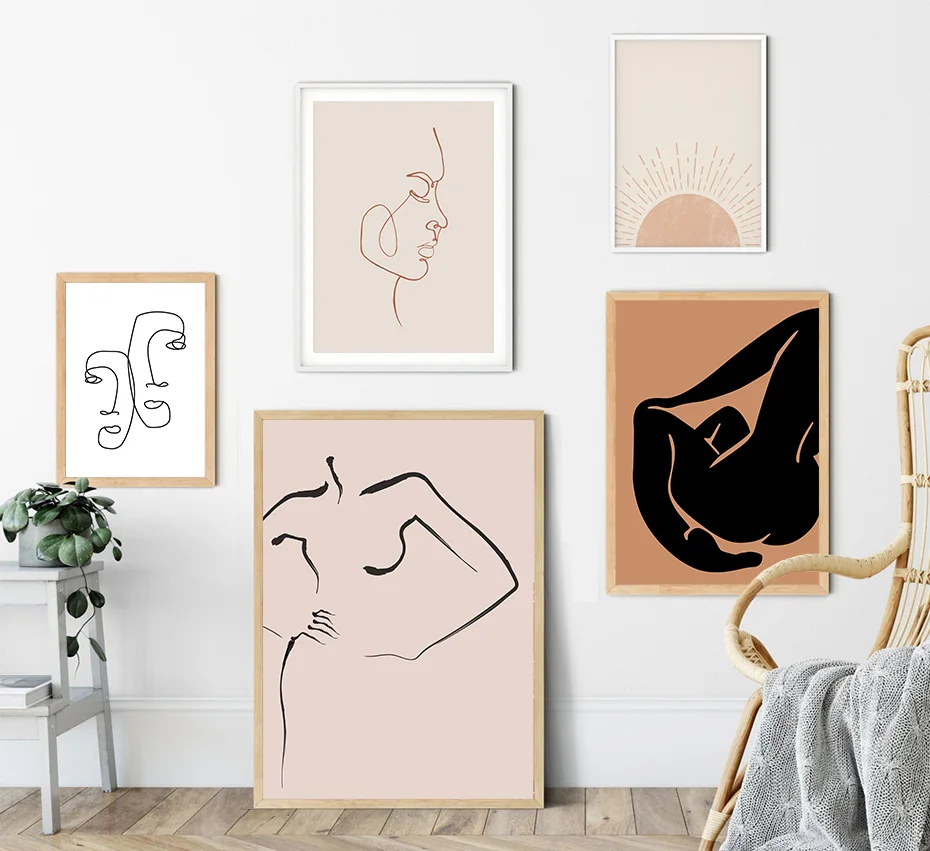 

Abstract Wall Art Woman Body Face Line Canvas Painting Minimalist Poster Nordic Print Pictures for Living Room Home Decoration