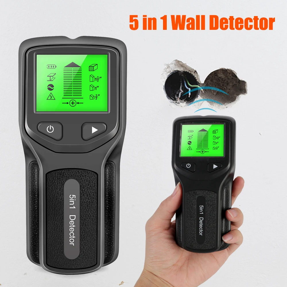 

5 In 1 Wall Scanner Metal Detector Multifunctional Handheld Wood Studs AC Voltage Live Wire Detect Electric Box Finder