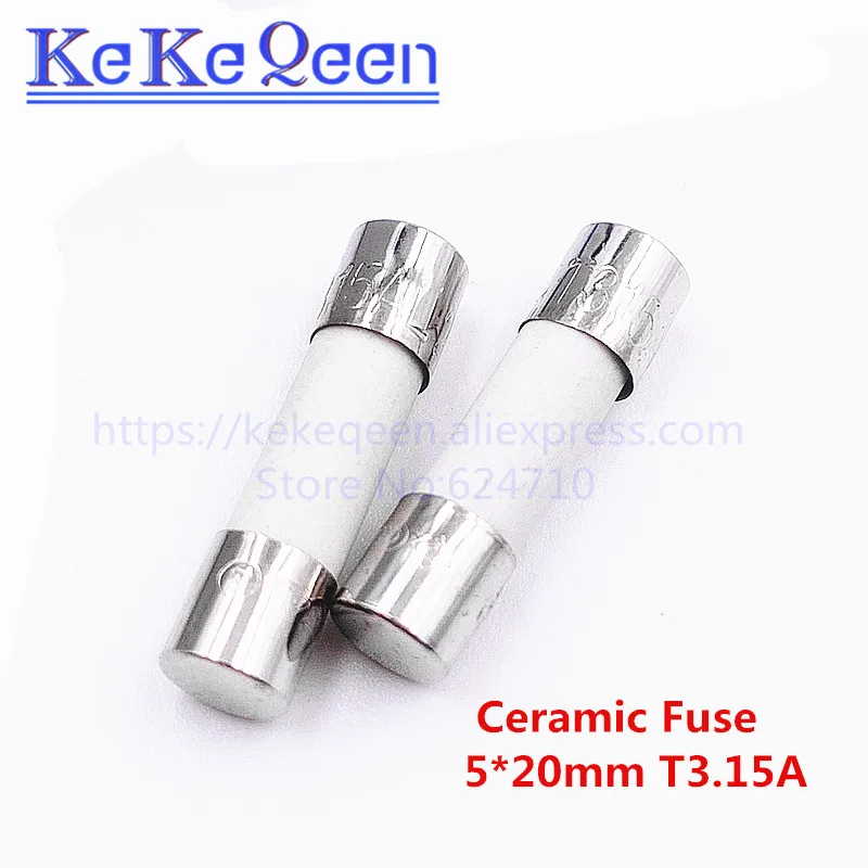 100pcs/lot Ceramic Fuse 5mm x 20mm Slow Blow 5*20 T3.15A 3.15A 250V 5*20mm | Обустройство дома