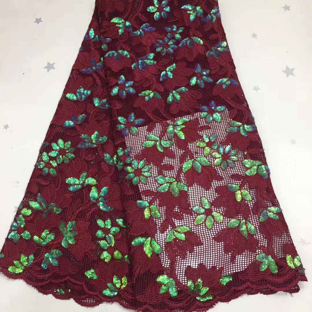 

Nigeria sequined lace fabric 2021 high quality lace tulle African lace fabric wedding French mesh lace fabric sewing D4168