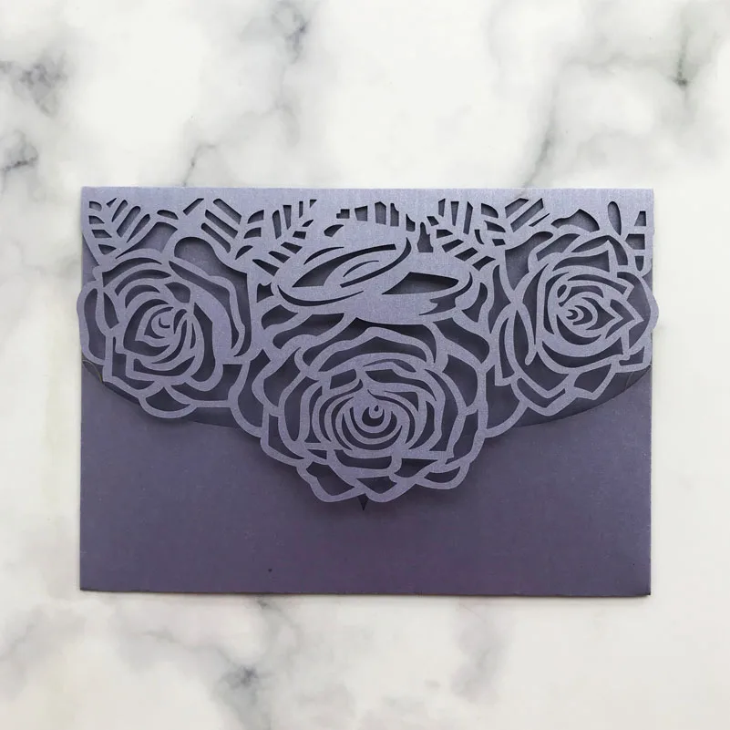 

20pcs Pink White Gold Brown Hollow Rose Laser Cut Wedding Invitation Card Greeting Card Personalized Party Decoration Supplies