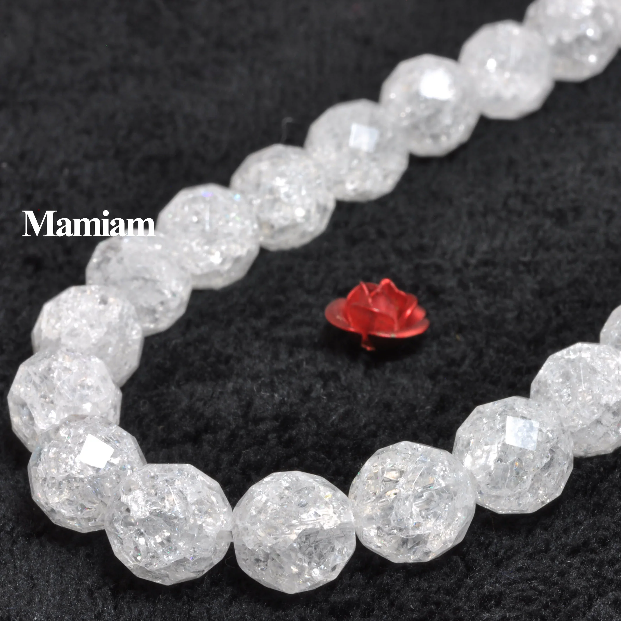 

Mamiam Natural A White Cracked Crystal Quartz Faceted Round Beads Stone Diy Bracelet Necklace Jewelry Making Gift Design