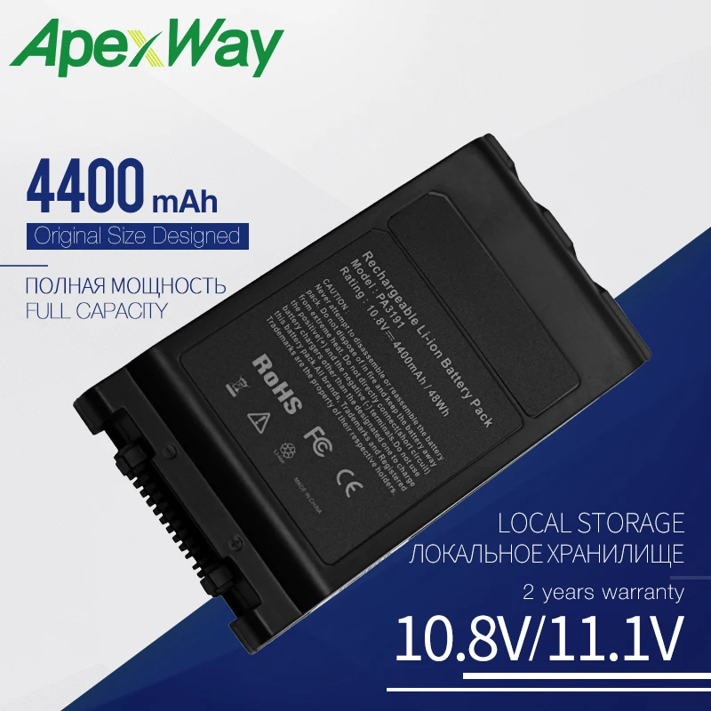 

Apexway Laptop Battery for Toshiba Portege M200 M205 M400 M405 M700 M750 M780 for Tecra M4 M7 PA3128U-1BRS PA3191U-1BAS 4400 mAh