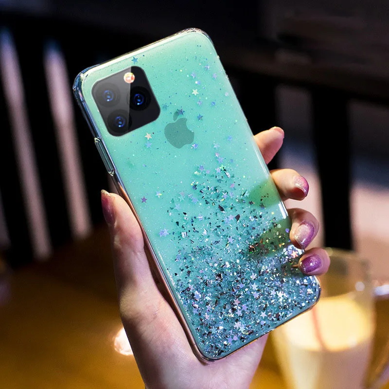 Роскошный блестящий чехол для телефона iphone 11 Pro X XR XS MAX 6 s 6S 7 7Plus 8 Plus прозрачный мягкий чехол из ТПУ