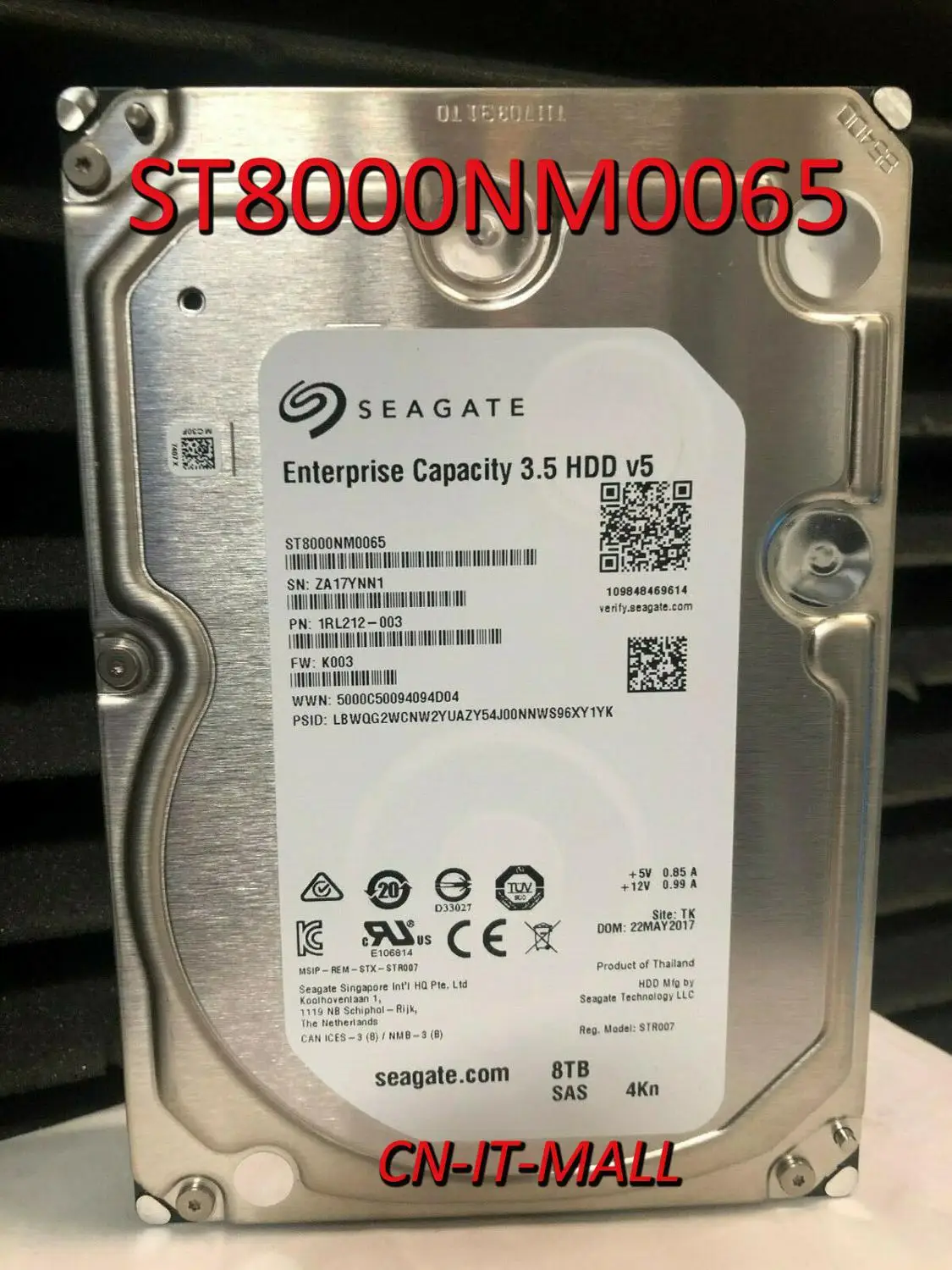 

Seagate ST8000NM0065 8TB 7200 RPM 256MB Cache 4Kn SAS 12Gb/s 3.5" Internal Enterprise Hard Drive