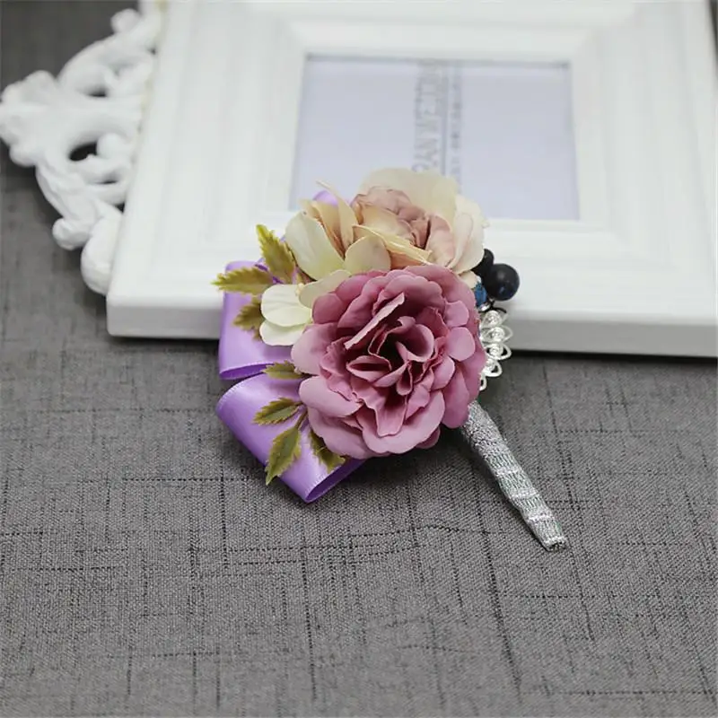 1 шт. Невеста и жених искусственная брошь жемчуг лента с розами цветок на запястье