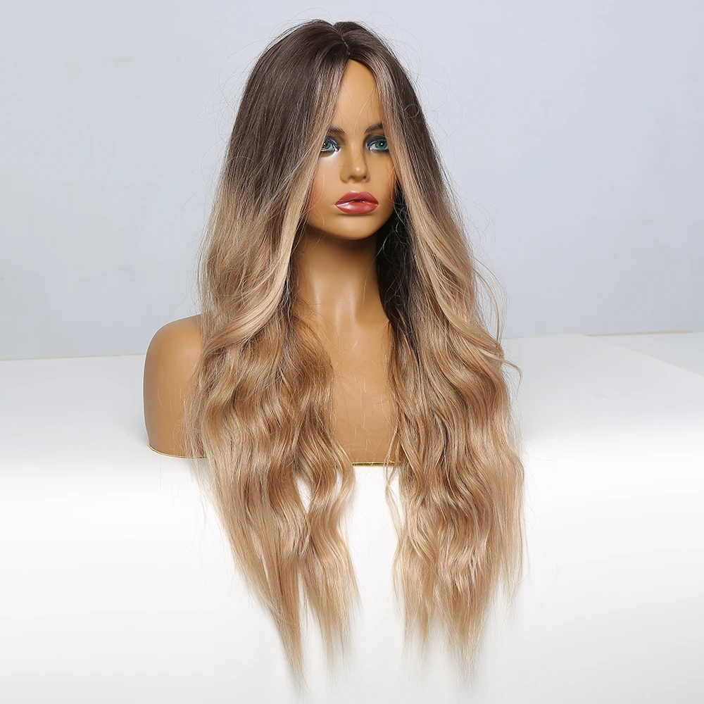 Черно коричневые длинные волнистые парики GEMMA с эффектом омбре для чернокожих