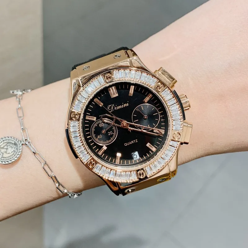 New Unisex Watch Waterproof Women Big Dial  Six Pin Sports Chronograph Women's Rhinestone Watches Ladies Casual Watch Clock Gift