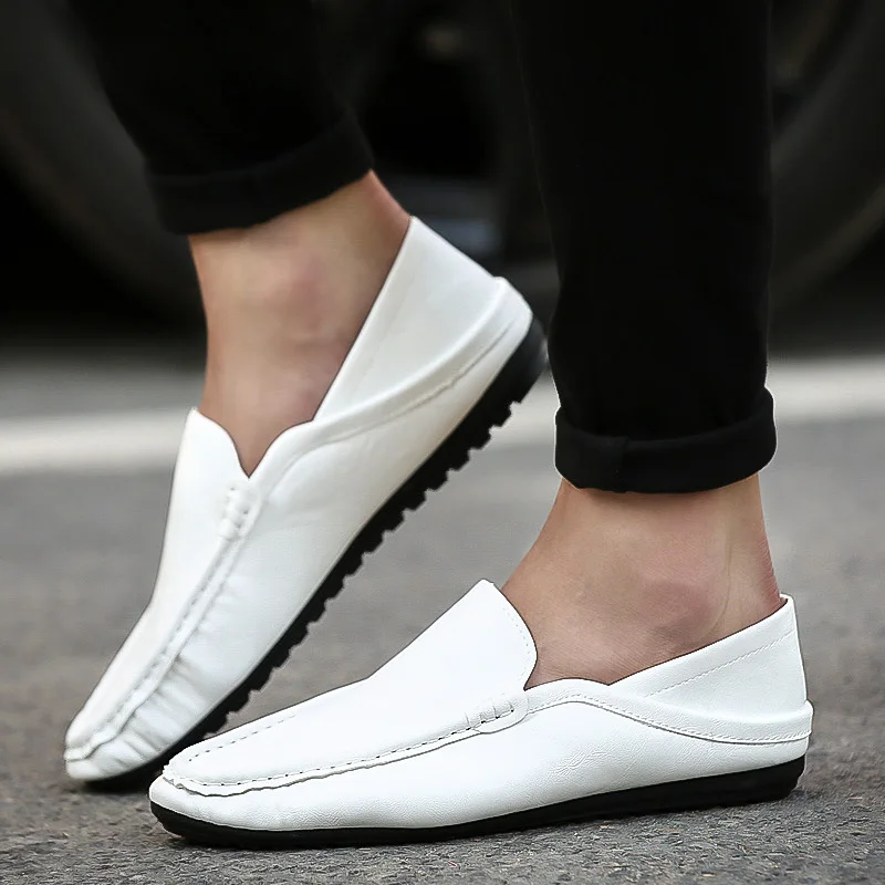 New Fashion Leather Men Shoes Casual Flat Waterproof Breathable Loafers Men's Genuine Moccasins Comfortable | Обувь