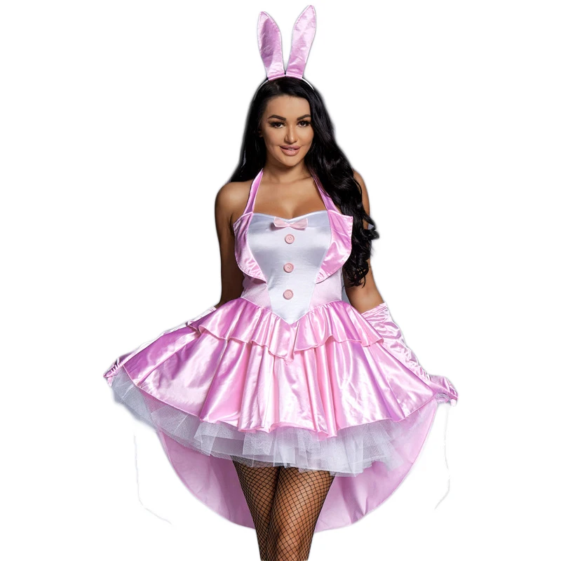 

Женский костюм для косплея на Хэллоуин, розовая юбка-смокинг в европейском и американском стиле с кроликом