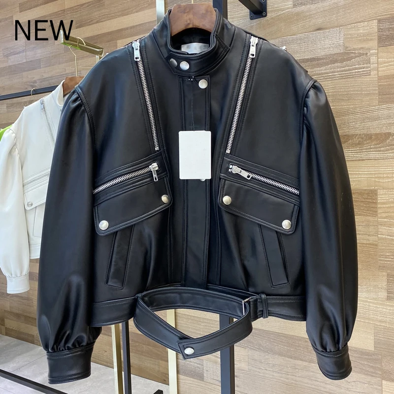 

2020 high quality designer sheepskin real leather jackets 2020 women motorcycle baseball coats short genuine leather coat S306