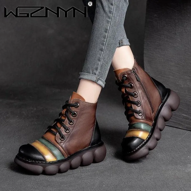 

Ботильоны женские из натуральной кожи, с круглым носком, на молнии