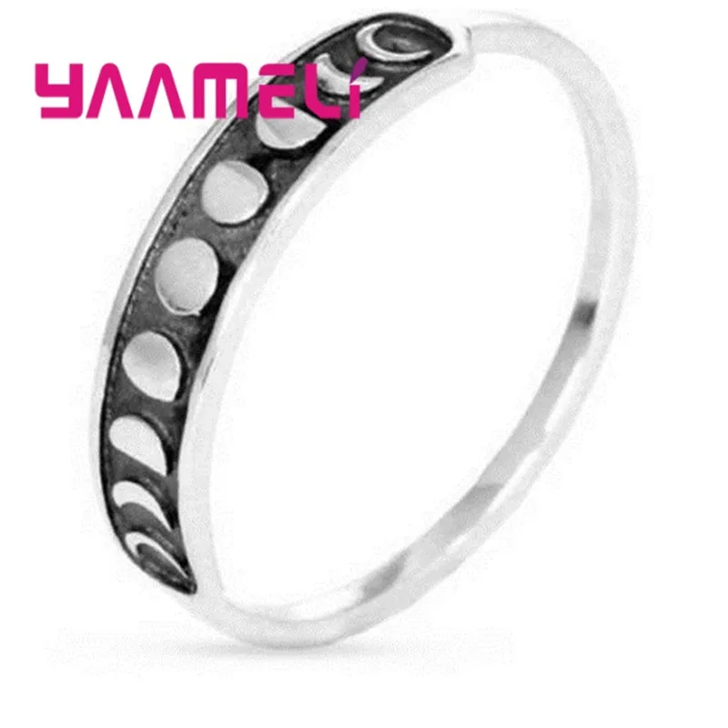 

Women Men Unisex Retro Ring Jewelry Mysterious The Full Moon Waning Moon Carving Design Finger Bague Bijoux Size 6-10