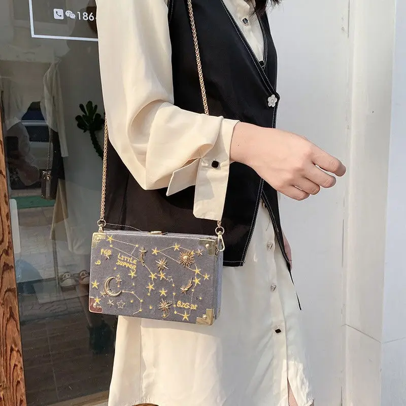 

Plush Women Shoulder Bags Fashion Designer Female Bags Star Moon Print Ladies Crossbody Bags Starry Sky Handbags for Girls Totes