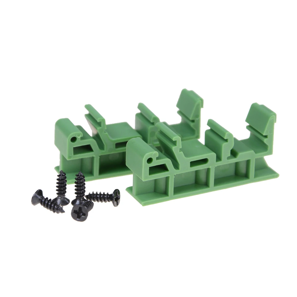 1Set=2pcs 4.3* 1* 2cm adapter+4 screws PCB DIN C45 Rail Mounting Adapter Circuit Board Bracket Holder Carrier Clips Black Green |