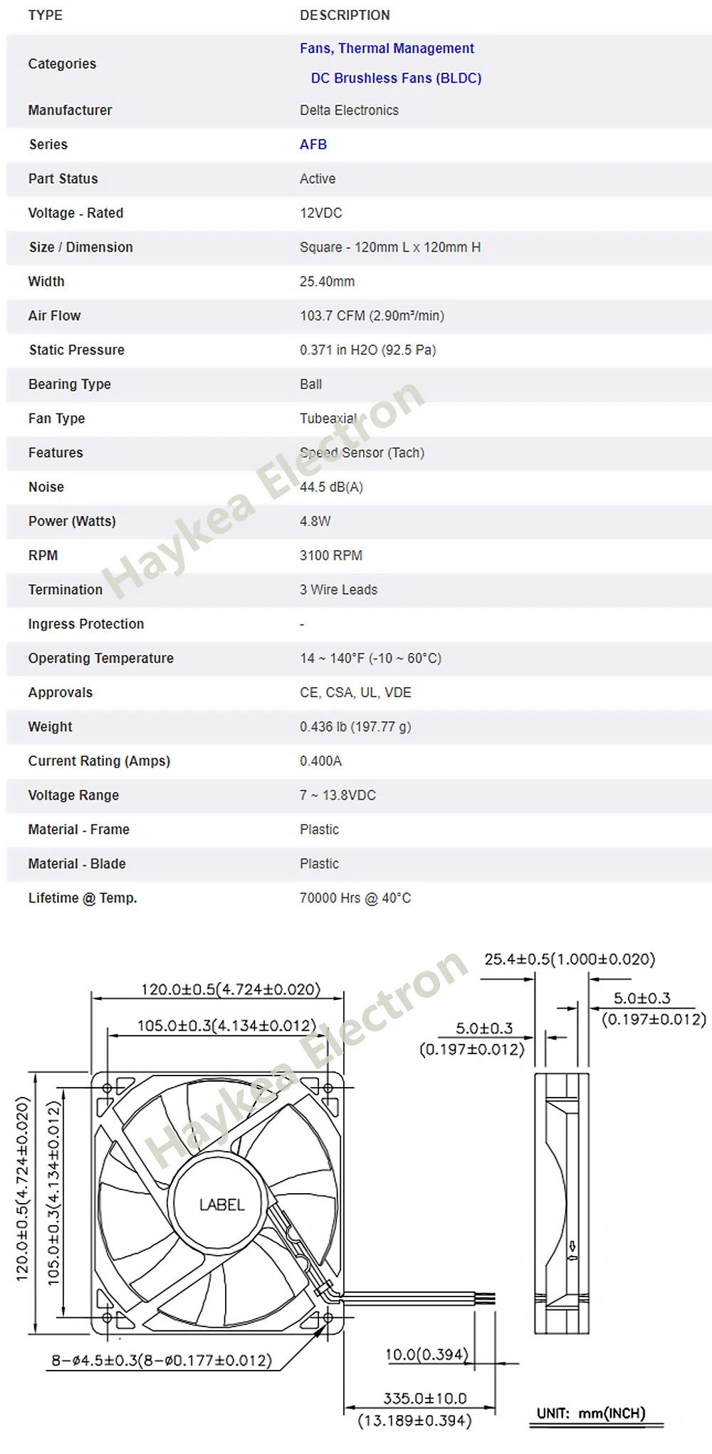 Для delta AFB1212VH BL3V F00 12025 12V 0.60A 2/3/4 проволочные выводы специальный вентилятор для