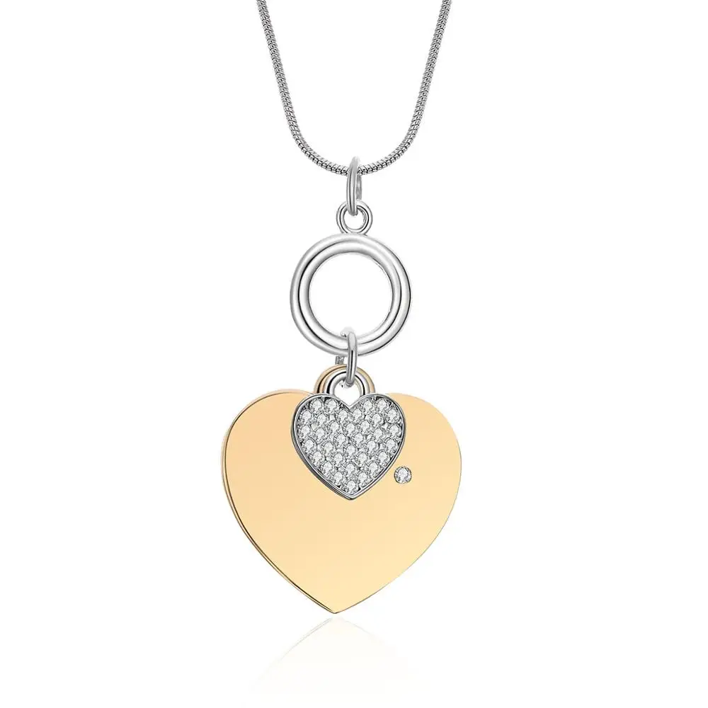 Длинные ожерелья для женщин с двойным кристаллом сердца кулон ожерелье
