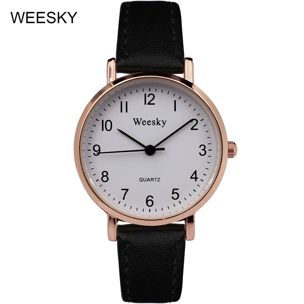 Weesky женские часы кварцевые спортивные наручные с кожаным ремешком модные