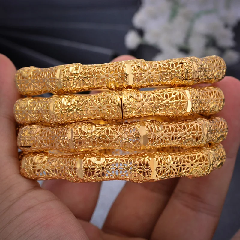 

4 шт./лот Нигерия/Африка/Дубай/эфиопская бижутерия, золотые браслеты и браслет для женщин, свадебные браслеты для девочек, подарки на день ро...