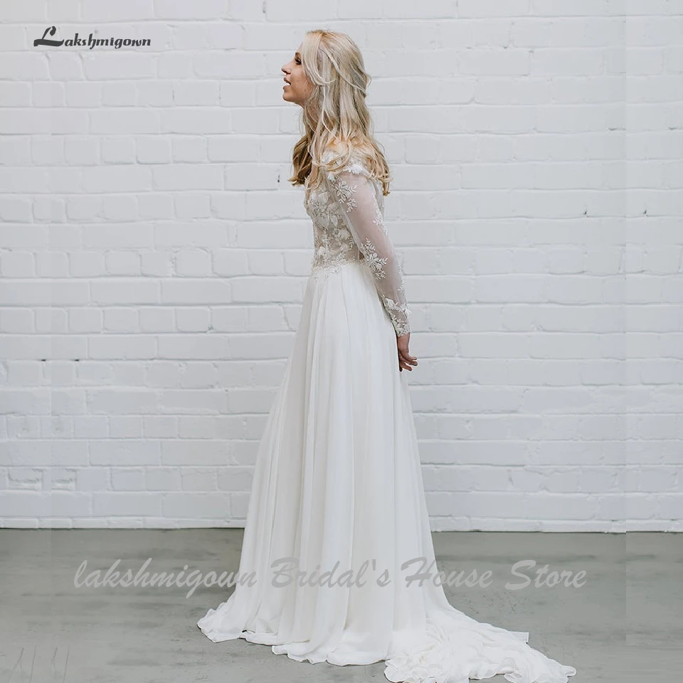 Lakshmigown богемное свадебное платье-бохо стиль Robe de Mariee сексуальное пляжное свадебное платье с открытой спиной кружевное с аппликацией и длинным рукавом
