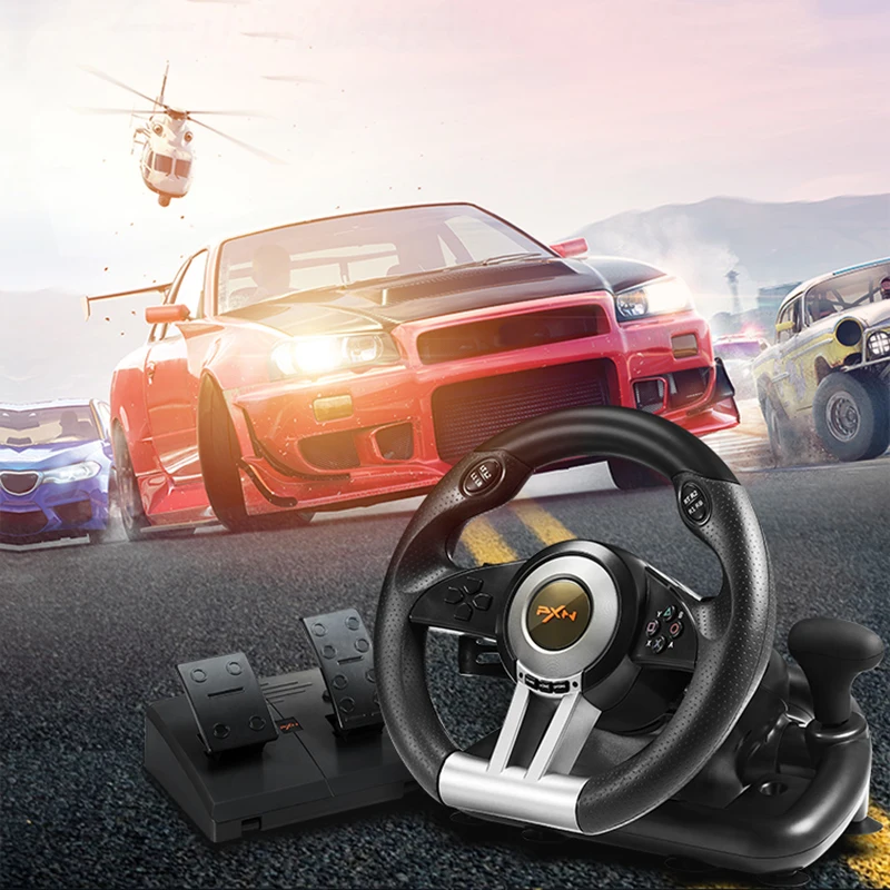 PXN V3II гоночный Игровой руль USB Вибрационный двойной мотор со складной педалью для