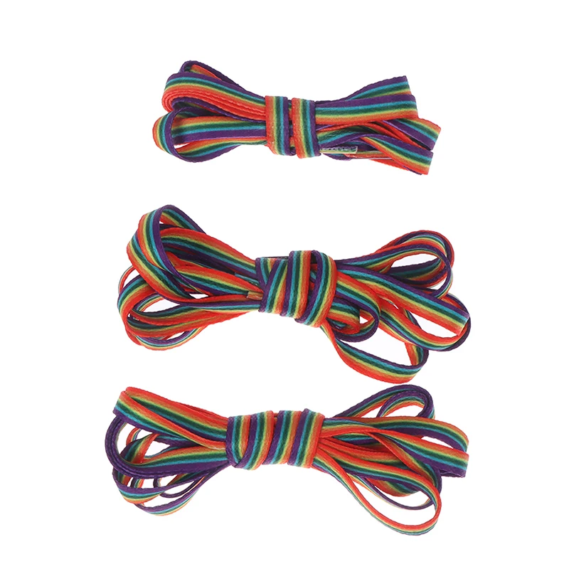 

1pair Chromatic Colour Shoelace Colorful Shoelaces Rainbow Gradient Flat Shoe Laces For Canvas Casual Shoes Laces Accesories