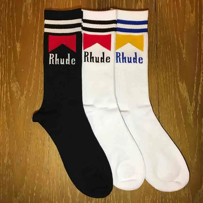 Носки RHUDE для мужчин и женщин носки в стиле хип хоп без пятки колледжа|Мужские