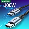 Ugreen USB C to USB Type C for Samsung S20 PD 100W 60W Cable for MacBook iPad Pro Quick Charge 4.0 USB-C Fast USB Charge Cord