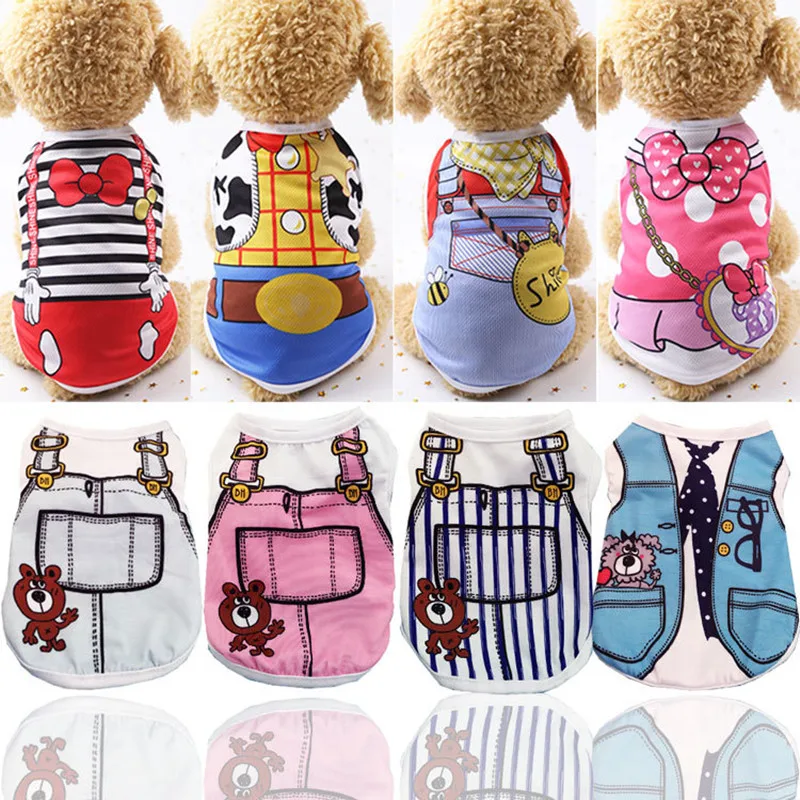 

Cute Small Pet Dog Clothes Vest Down Jacket Cartoon Chihuahua Tshirt Puppy Yorkshire Terrier Puppy Bulldog Ropa Perro Wholesale