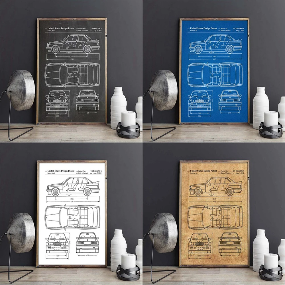 Автомобиль E30 M3 искусство автомобильное на стену транспортный плакат декор