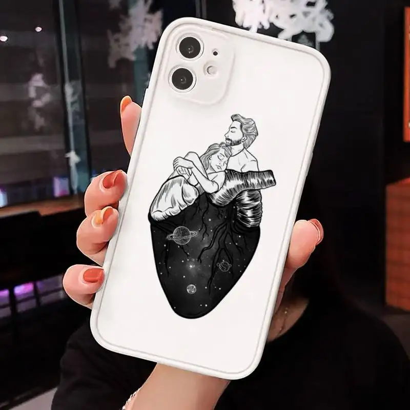 

human heart Creative cartoon Phone Cases Matte Transparent for iPhone 7 8 11 12 s mini pro X XS XR MAX Plus cover funda
