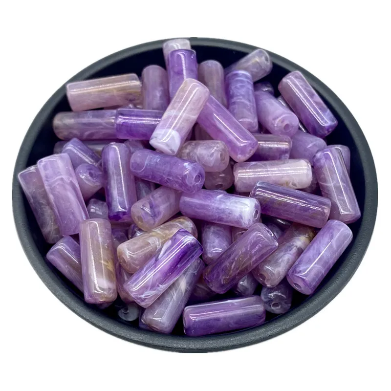 20pcs 8x20mm Imitation Stone Cylinder Shape Acrylic Beads Loose Spacer For Jewelry Making Pendant Accessories DIY | Украшения и