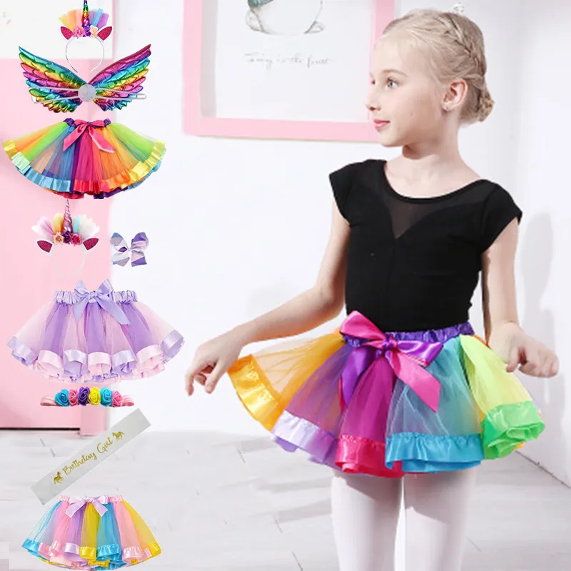 

3Pcs 3 Styles Colorful 3-8 Years Old Baby Princess Girls Party Set Dance Tutu Skirt Girls Clothing