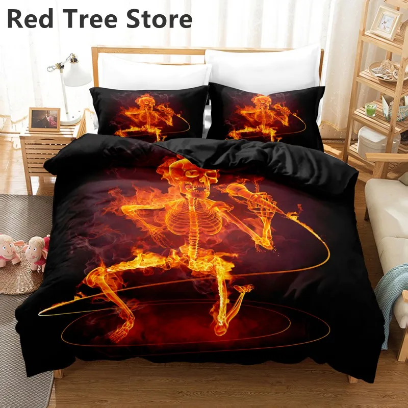 

Soul Singer Skull Bedding Set 3d Printing Duvet Cover Skeleton Flower Bed Linen Fashion Comforter Quilt 2/3pcs King Full Bed Set