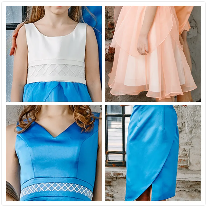 

Parent-Child Evening Dress CB132 V-Neck Robe De Soiree Ruched Straight Party Gowns Crepe Zipper Mother And Daughter Dresses