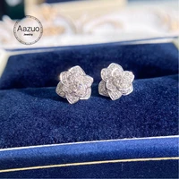 aazuo real 18k white gold real diamonds 0 45ct classic 10mm rose stud earrings gifted for women advanced wedding party au750