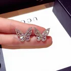 Женские серьги-гвоздики в виде бабочки из стерлингового серебра, корейская бижутерия, S925
