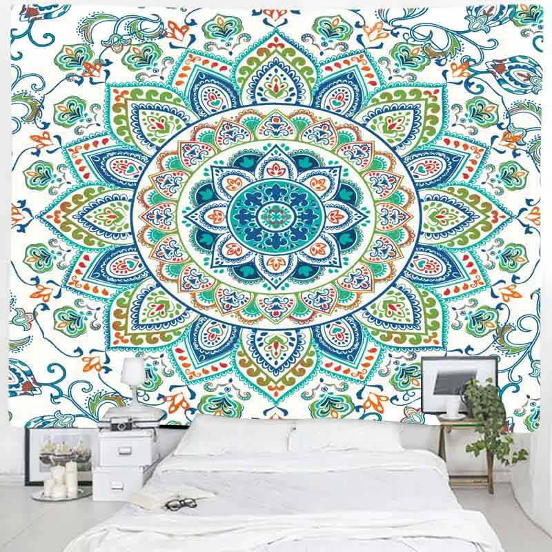 Индийская МАНДАЛА ГОБЕЛЕН настенный кронштейн для телевизора в стиле Бохо