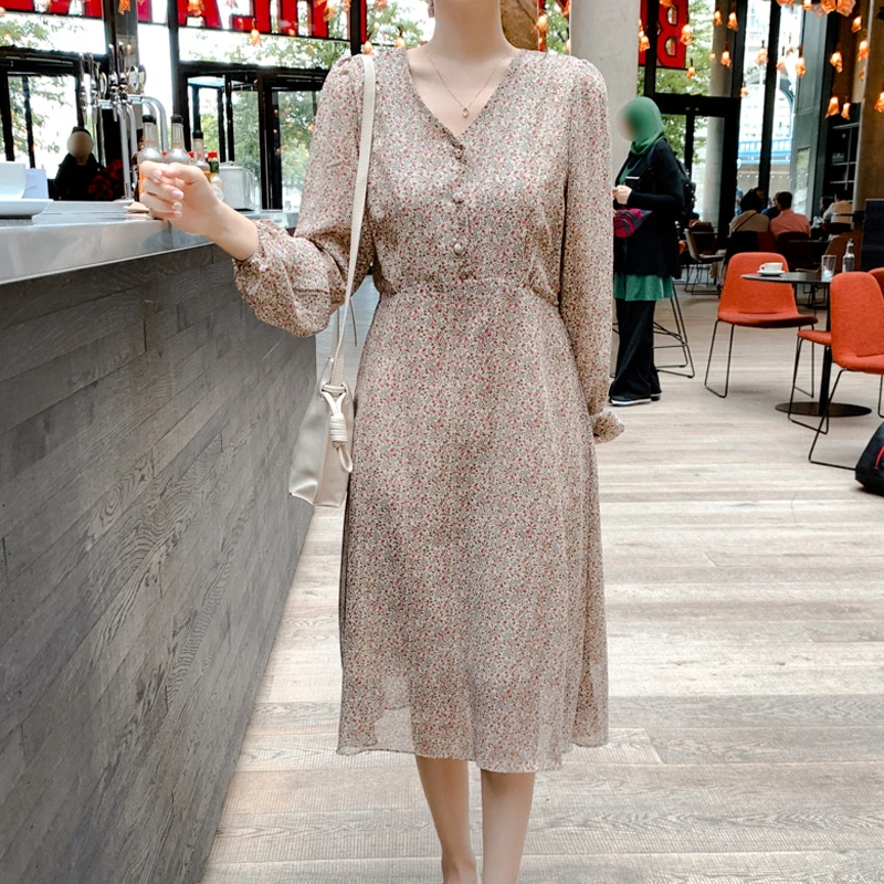 Женское платье миди с запахом повседневное Свободное v образным вырезом и