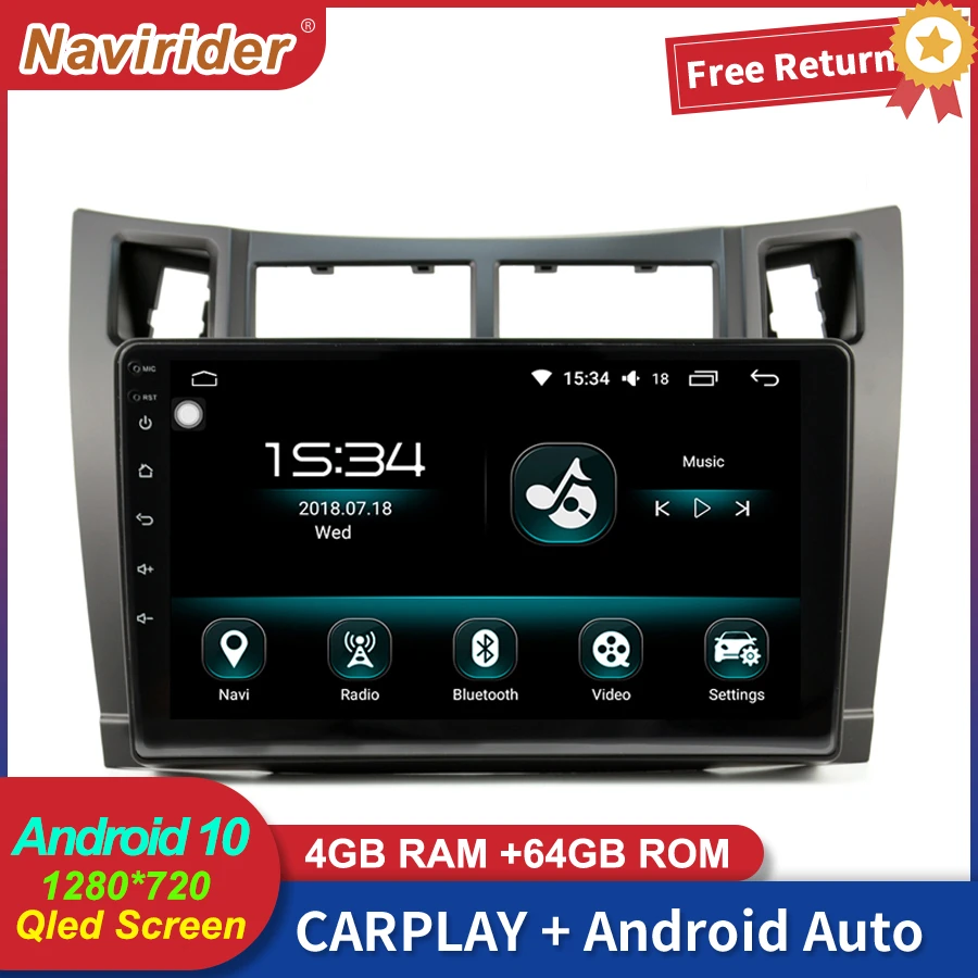 Автомагнитола 2DIN с экраном Android 10 мультимедиа для TOYOTA YARIS 2008 2011 GPS автомобильное