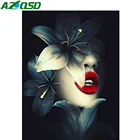 Масляная краска AZQSD для женщин и девушек, цветы на холсте, без рамки, краска по номерам, портрет, ручная краска, искусственная краска, Украшение стен