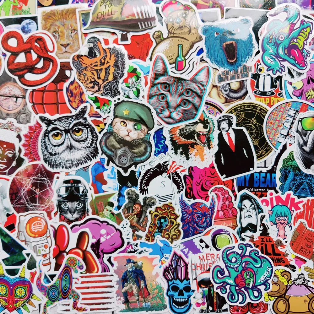 100 шт./пакет классические модные милые Мультяшные граффити наклейки для