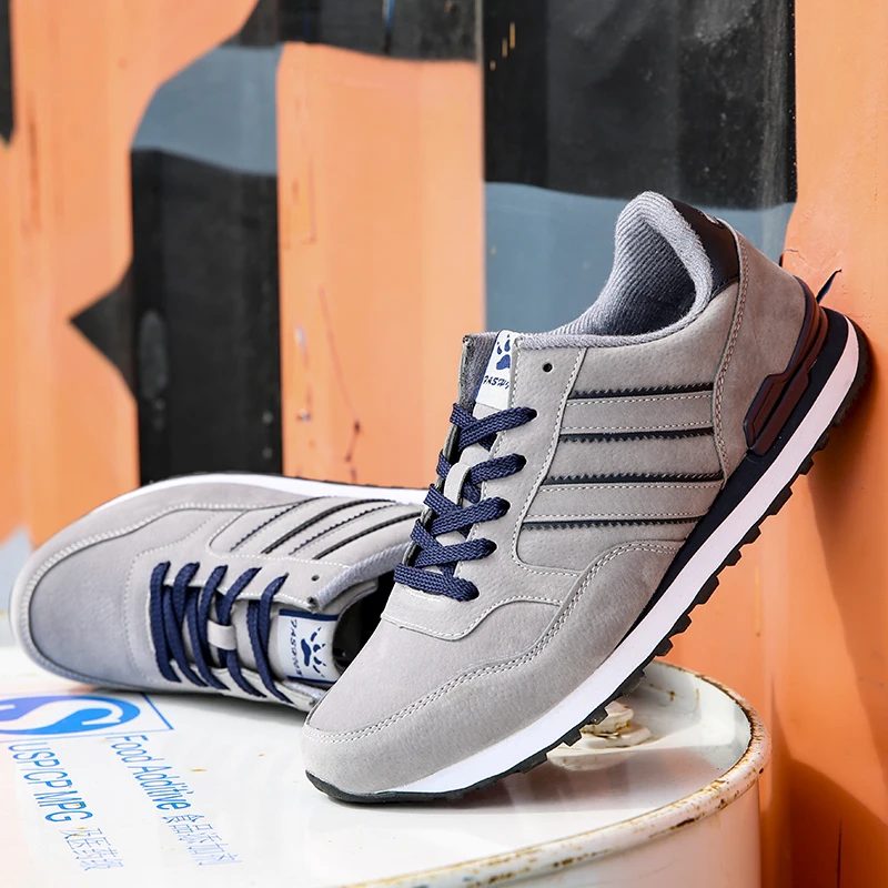 Кроссовки мужские из кожи и бархата повседневная сетчатая амортизирующая обувь