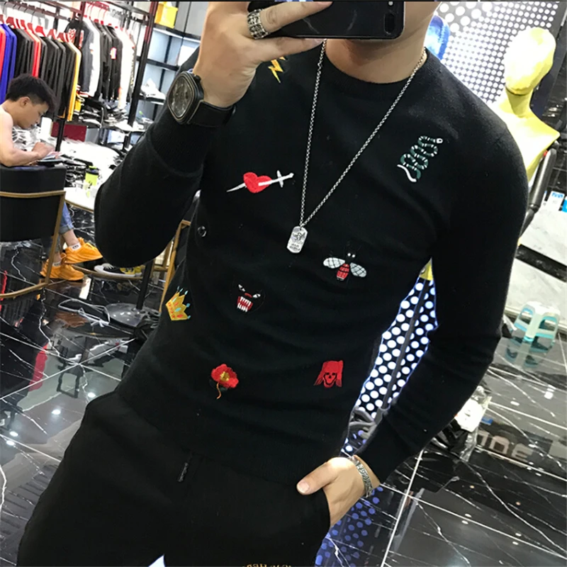 Высококачественный мужской свитер с круглым вырезом Рождественский пуловер на