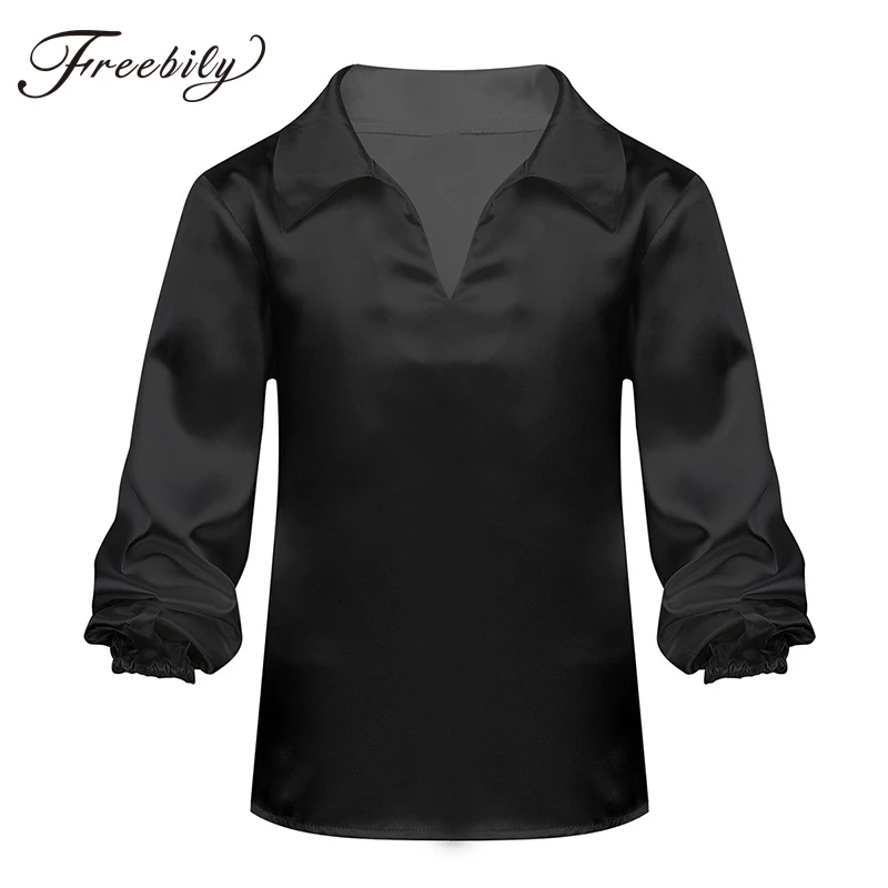 Атласная танцевальная рубашка для мальчиков с длинным рукавом и