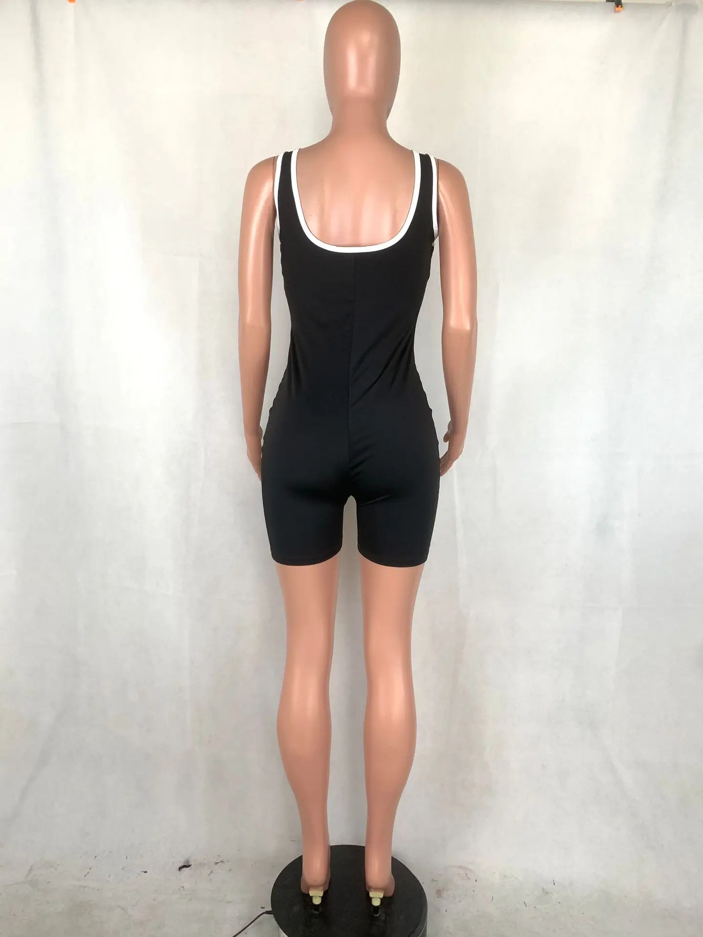 

women summer fashion streetwear stiped side splicing playsuit sleeveless tank bodycon skinny short romper jumpsuit bodysuit