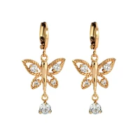 gold butterfly earings drop earrings women oorbellen bijoux femme bisuteria mujer orecchini lunghi ohrringe brincos e2342