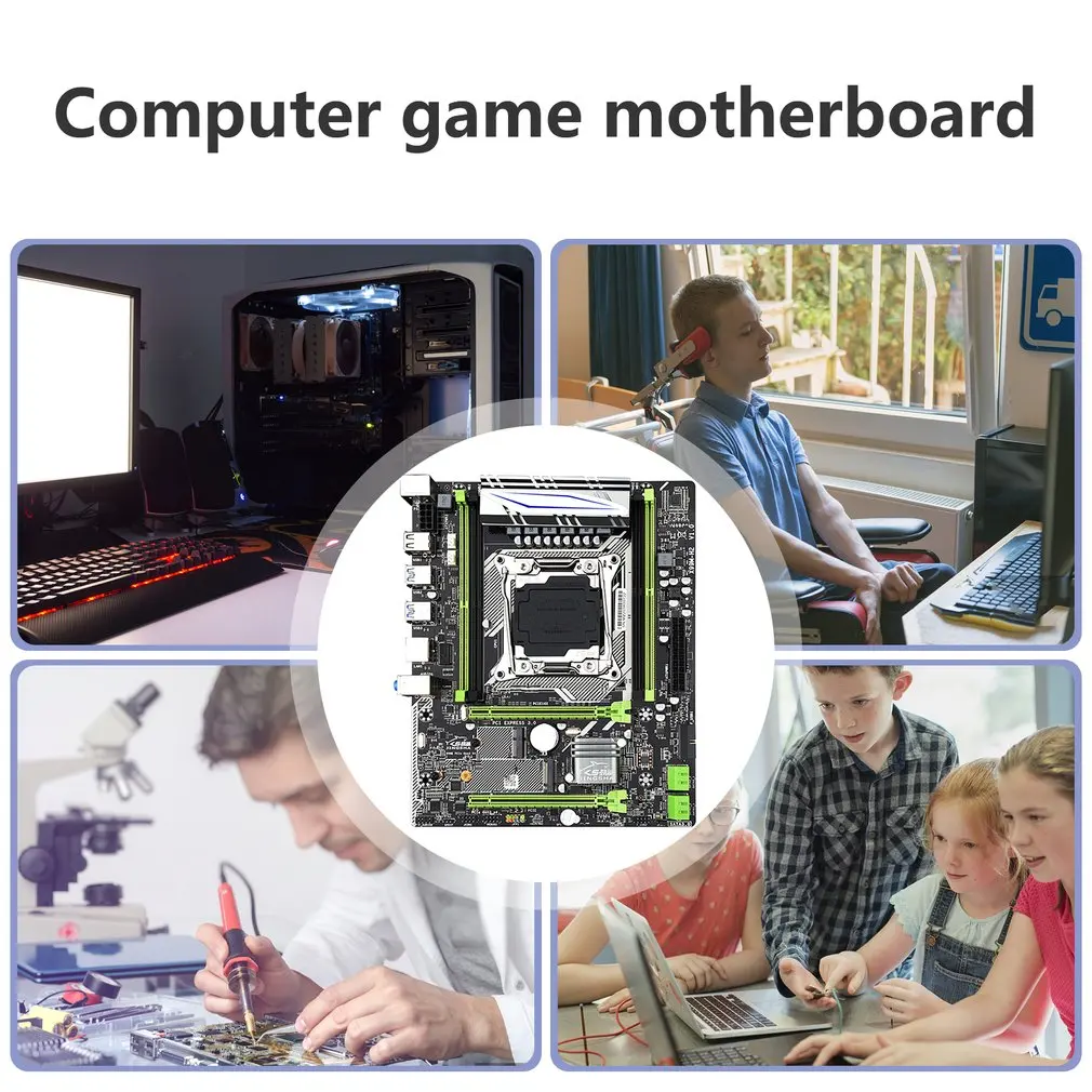 

X99 Motherboard LGA 2011-3 Socket Support Kit Xeon E5 2650 V3 and 4*DDR4 ECC REG RAM With 2*PCIE-16X SSD M.2 NVME, Wifi