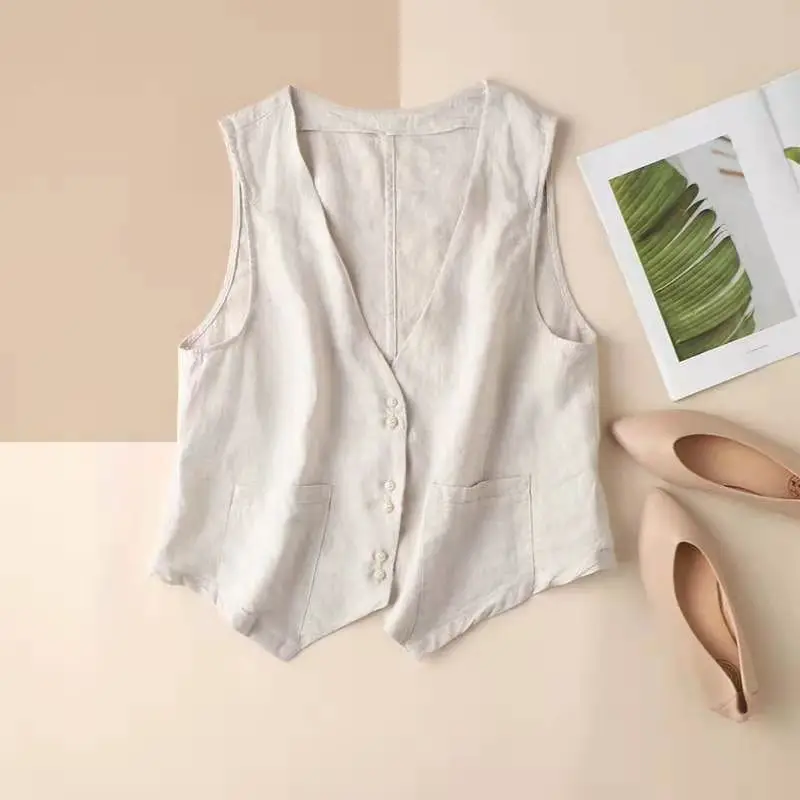 

Summer V-Neck Vest Women Thin Slim Waistcoat Single Breasted Sleeveless Blazer Feminino Short Slim Veste Femme Tide M-XXXL D121